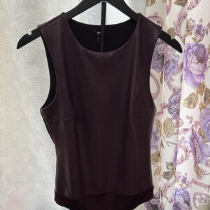 Express Faux-Leather Sleeveless Top in Deep Plum